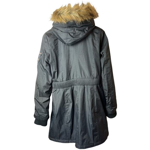 Miss Sixty Black Faux Fur Trim Hood Parka Jacket Women's Size M - Picture 3 of 5